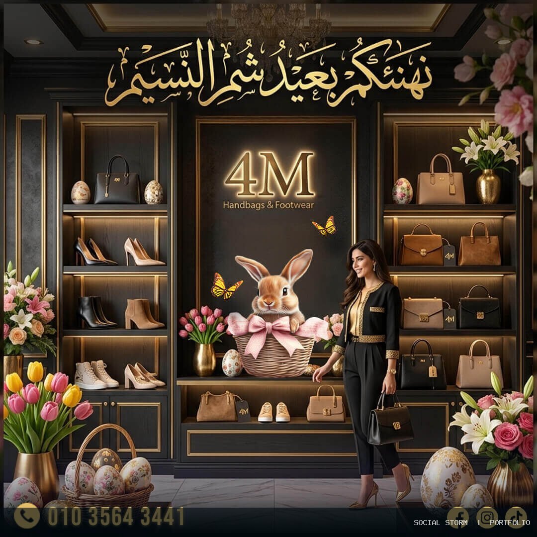 تصميمات سوشيال ميديا لمتجر 4M - 4M BAGS & SHOES HOME WEAR - Social Storm