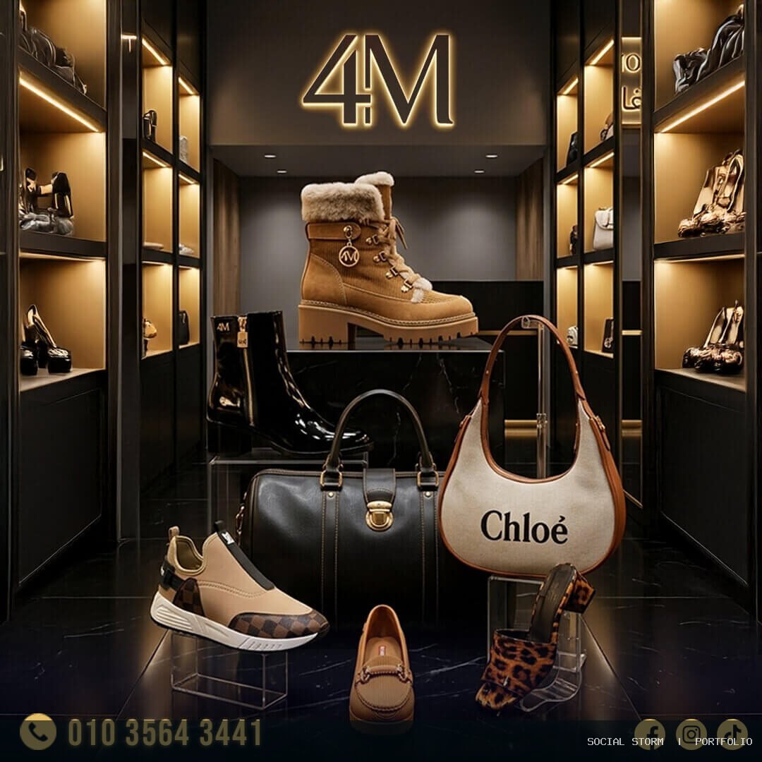 تصميمات سوشيال ميديا لمتجر 4M - 4M BAGS & SHOES HOME WEAR - Social Storm